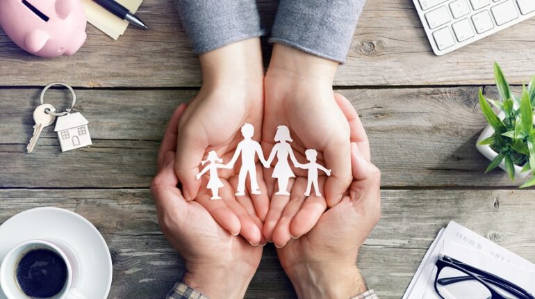 Family Care And Love - Hands With Family Symbol Silhouette